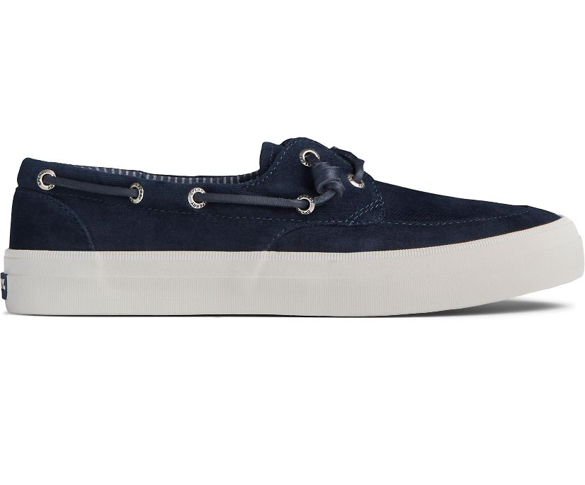 Sperry Crest Boat Brushed Canvas Sneakers - Women's Sneakers - Navy [RZ2056493] Sperry Top Sider Ire